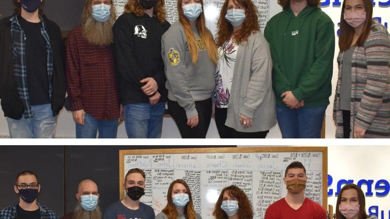 A before and after look at participants in the Penn State DuBois THON Hair Auction for 2022. 